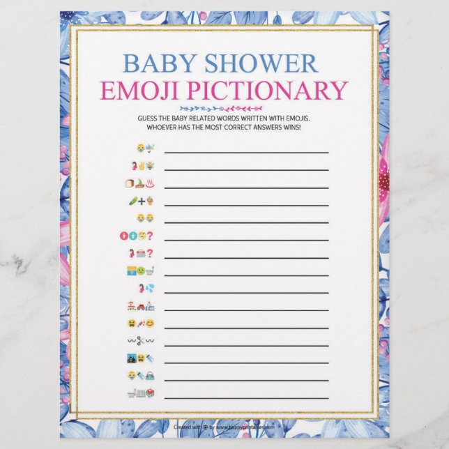 Baby Emoji Pictionary [Floral Watercolors] Letterhead (Front)