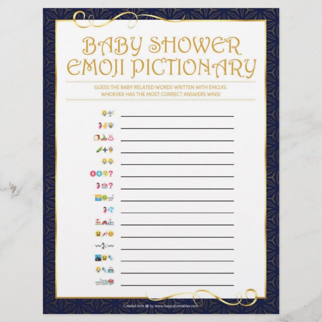 Baby Emoji Pictionary [Golden Blue] Letterhead (Front)