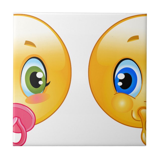 baby emojis ceramic tile (Front)