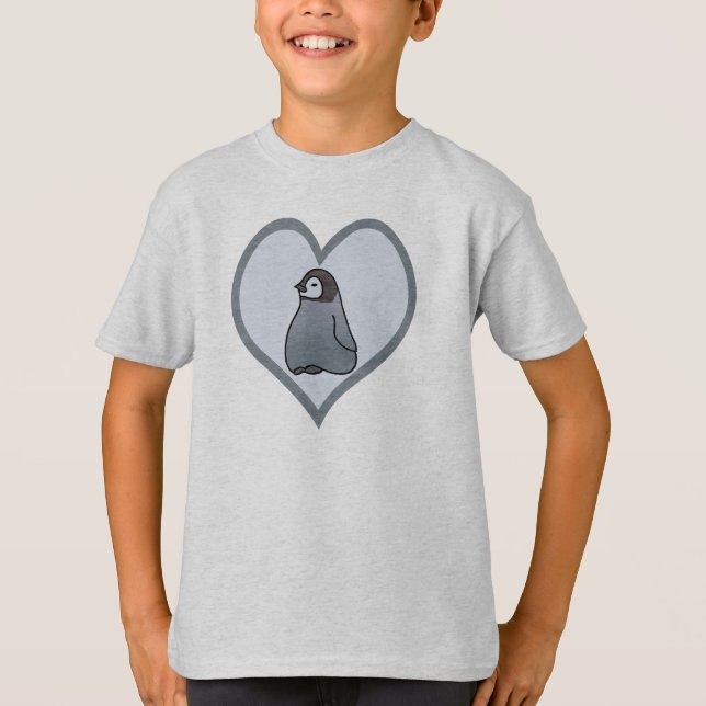 Baby Emperor Penguin Chick Love Kids T-Shirt (Front)