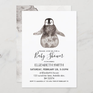 Baby Emperor Penguin Winter Baby Shower Invitation