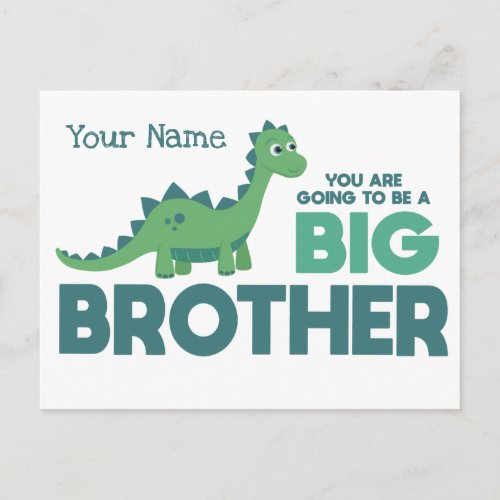 Baby expecting announcement big brother name postcard