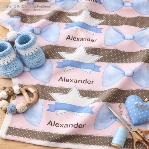Baby Fabric Pattern | Blue Bow & Star Nursery