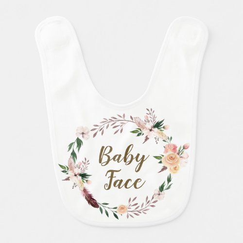 baby face boho floral bib girl or boy