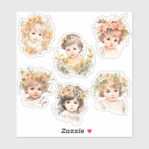 Baby Face Florals Vintage Antique Junk Journal Kit Sticker