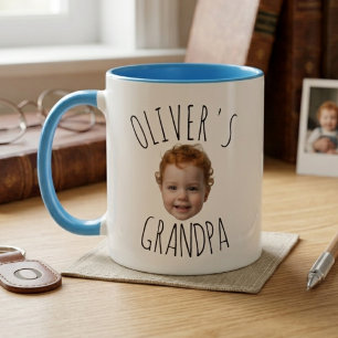 Baby Face Grandpa Photo Name Design Mug