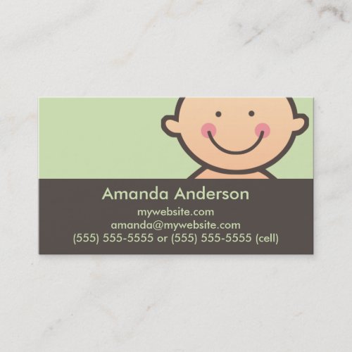 Baby Face Green  Brown Business Cards