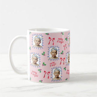 Baby Face Photo Collage Merry & Bright Christmas Coffee Mug