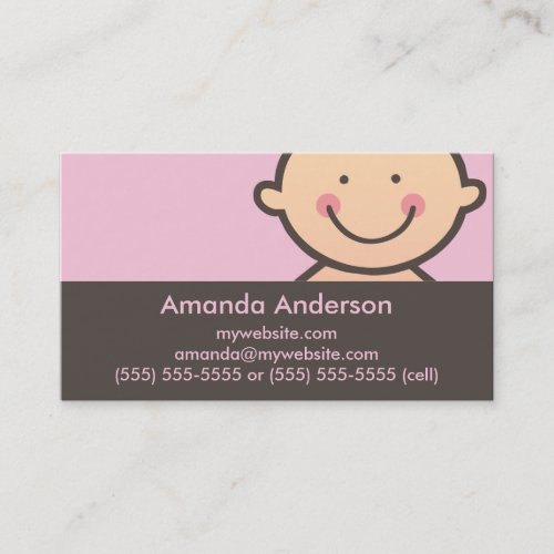 Baby Face Pink &amp; Brown Business Cards
