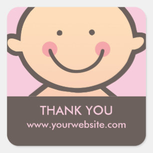 Baby Face - Pink & Brown Personalized Stickers