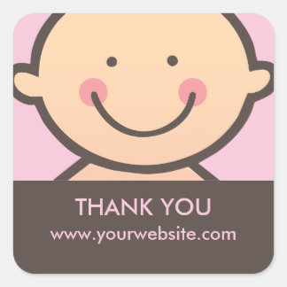 Baby Face - Pink & Brown Personalized Stickers