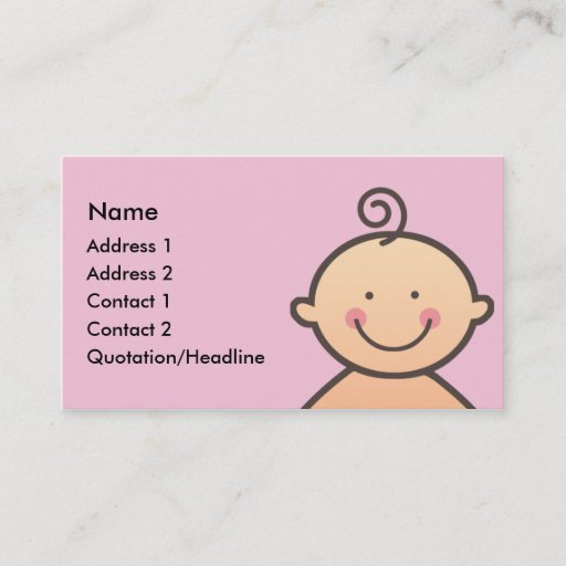 Customizable Baby Face Pink Business Cards
