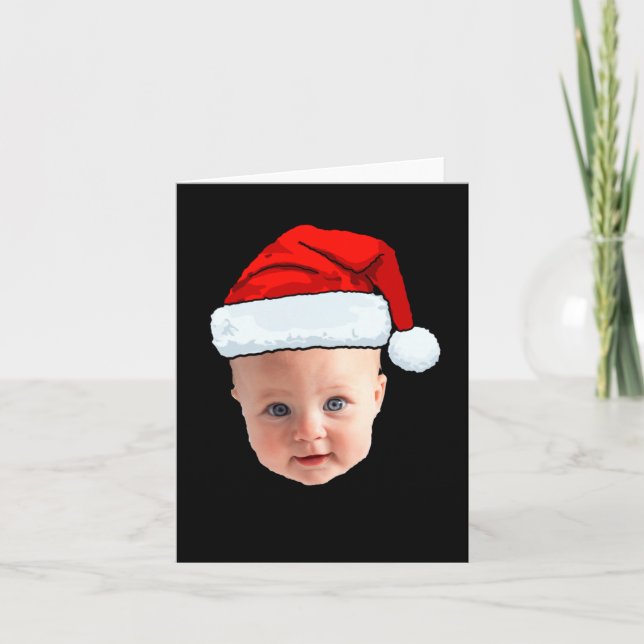 Baby Face Santa Hat Christmas Photo  Card (Front)