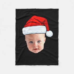 Baby Face Santa Hat Christmas Photo Fleece Blanket