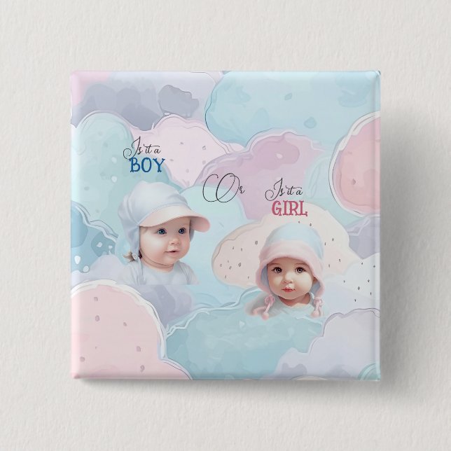 Baby Faces Gender Reveal  Button (Front)