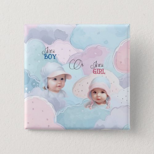 Baby Faces Gender Reveal  Button