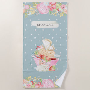 baby fairy cute garden enchanted monogram  beach t towel