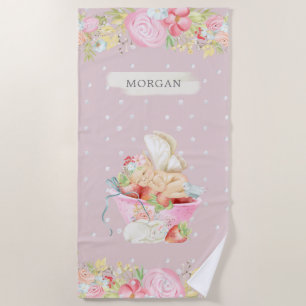 baby fairy cute garden enchanted monogram beach towel