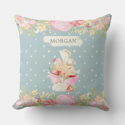 baby fairy cute garden enchanted monogram throw pi throw pillow