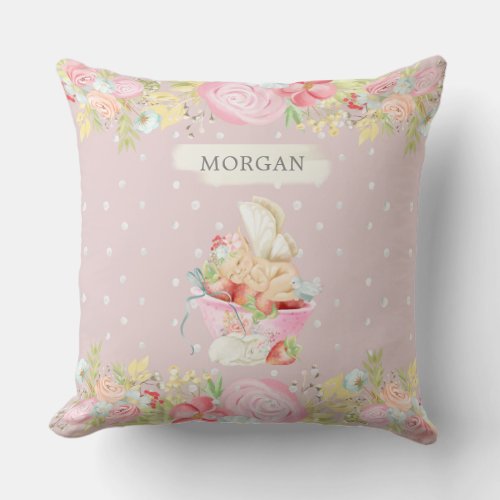 baby fairy cute garden enchanted monogram throw pillow