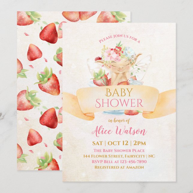 Baby Fairy Delicate Girly Baby Shower  Invitation (Front/Back)