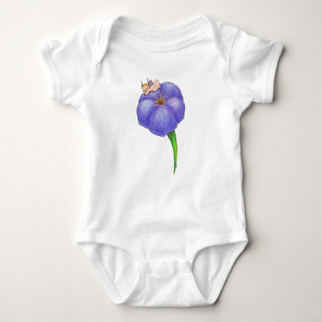 Baby Fairy Sleeping on a Morning Glory.  Baby Bodysuit (Front)