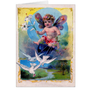 BABY FAIRY WITH DOVES ,Blue Sapphire Cards