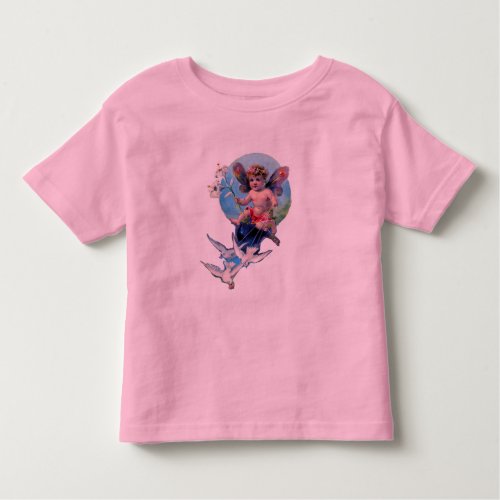 BABY FAIRY WITH DOVES TODDLER T_SHIRT