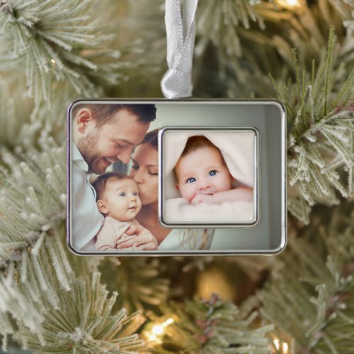 Baby Family First Christmas Photo Personalize Christmas Ornament