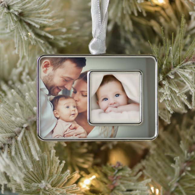 Baby Family First Christmas Photo Personalize Ornament (Tree)