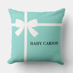 Baby & Family Teal Blue Shower Sprinkle Party Throw Pillow