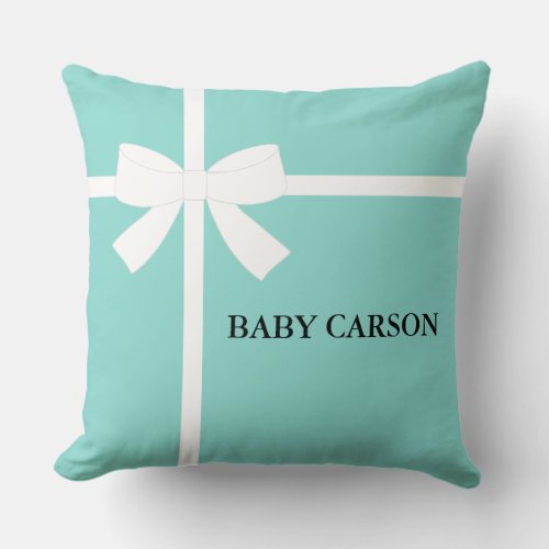 Baby  Family Teal Blue Shower Sprinkle Party Throw Pillow