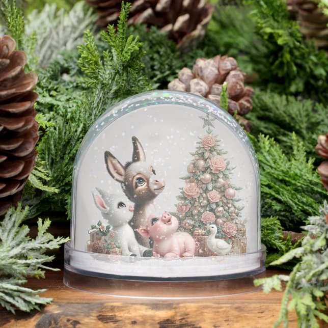 Baby Farm Animals Christmas Snow Globe (Winter)
