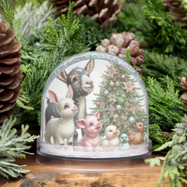 Baby Farm Animals Christmas Snow Globe (Winter)