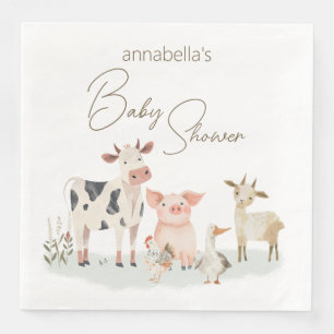 Baby Farm Animals Cute Country Theme Paper Dinner Napkins