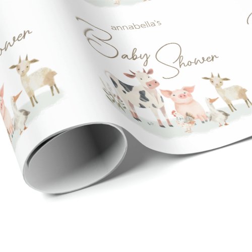 Baby Farm Animals Cute Country Theme Wrapping Paper