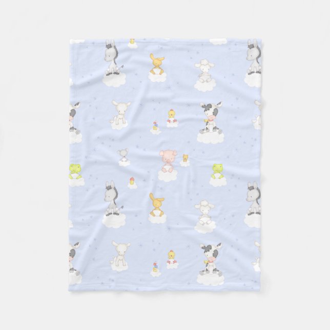 Baby Farm Animals Fleece Blanket (Front)