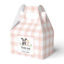 Baby Farm Animals Pink Gingham Favor Boxes