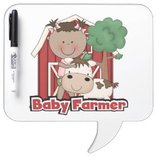 Baby Farmer With Cow Dry Erase Board