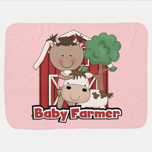 Baby Farmer With Cow Swaddle Blanket (Horizontal)