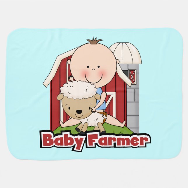 Baby Farmer With Sheep Swaddle Blanket (Horizontal)