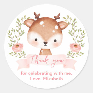 Baby Fawn Birthday Party I Baby Shower Thank You Classic Round Sticker