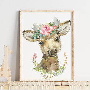 Baby Fawn Woodland Animal Nursery Wall Art
