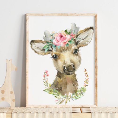 Baby Fawn Woodland Animal Nursery  Wall Print