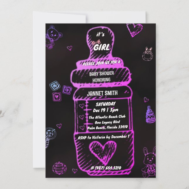 baby feeding bottle baby shower Invitation (Front)