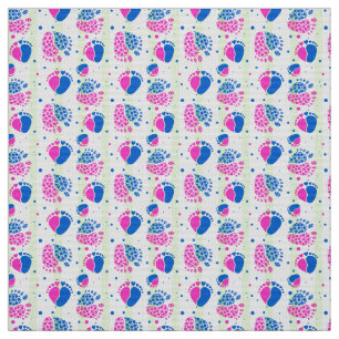 Baby Feet and Hearts in blue and pink color Fabric