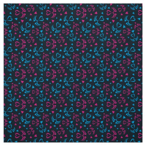 Baby Feet and Hearts in blue and pink color Fabric