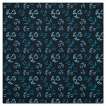 Baby Feet and Hearts in blue glitter Fabric