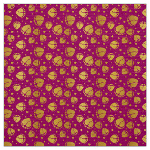 Baby Feet and Hearts in gold color Fabric