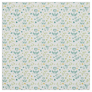 Baby Feet and Hearts in green color Fabric